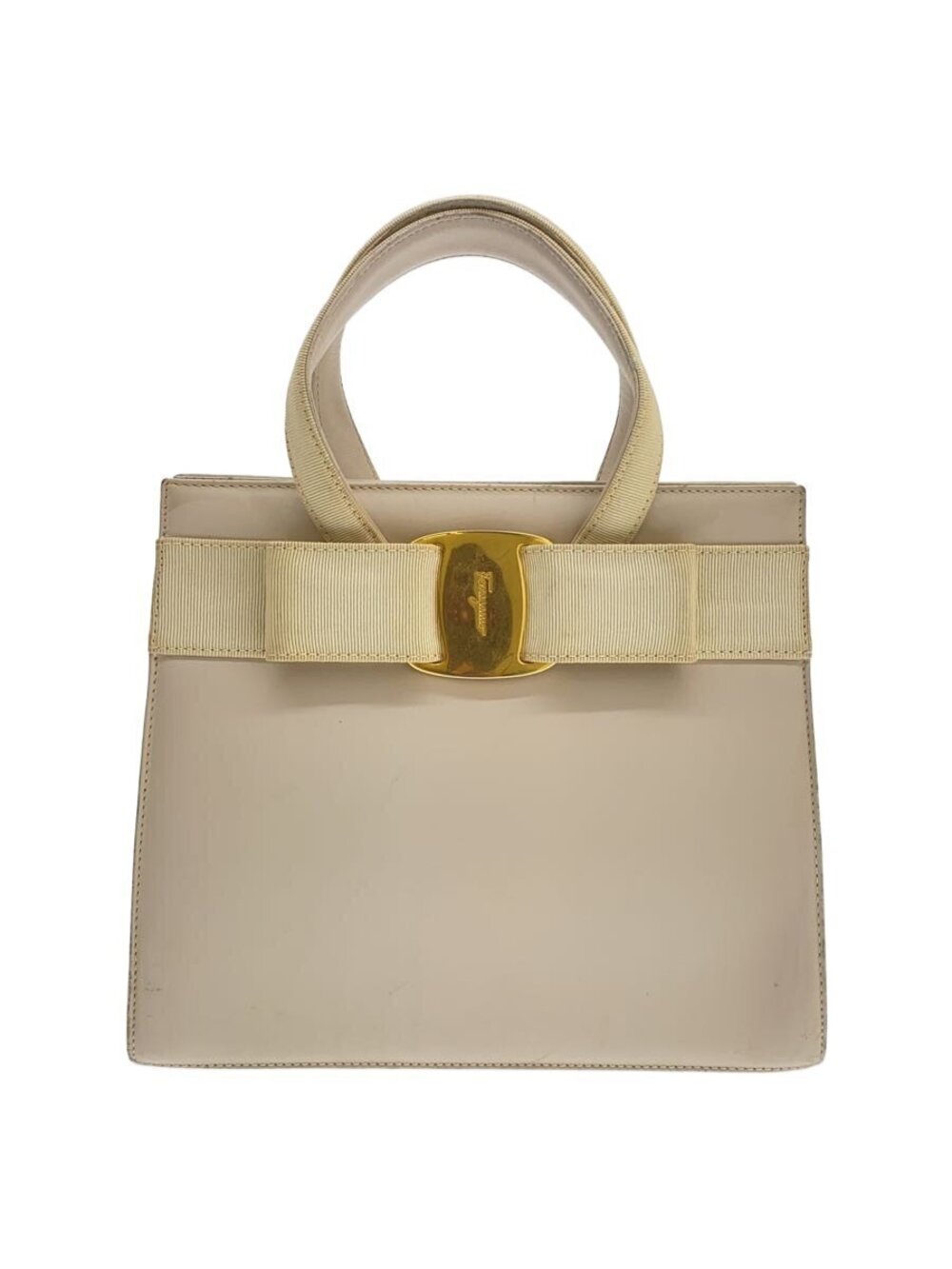 Salvatore Ferragamo beige Vara 2way handbag grosgrain bow Cream